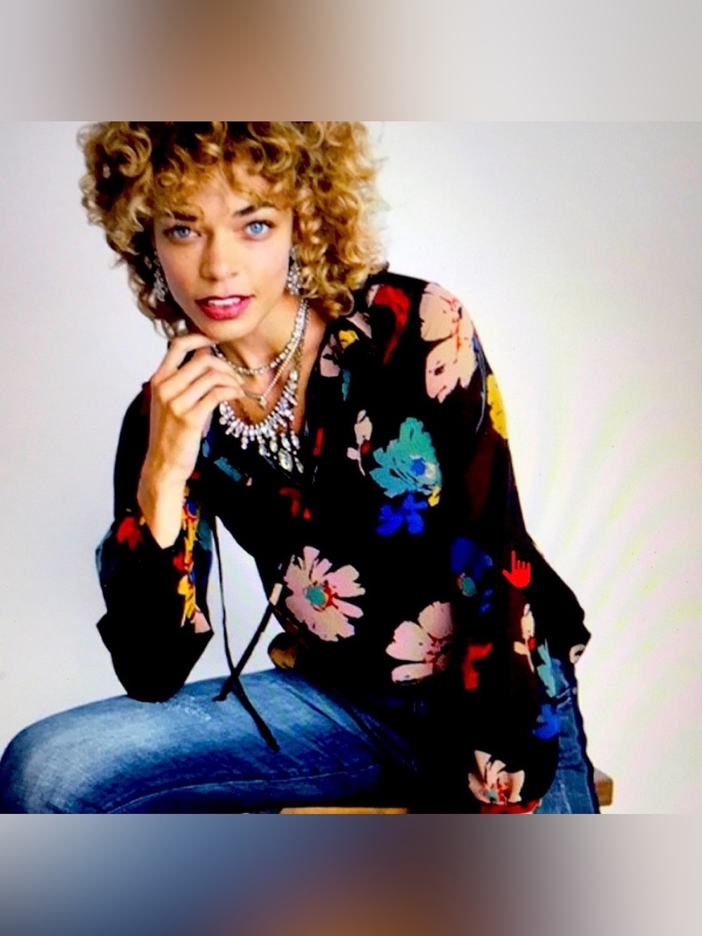 Chic CAbi Juliet Floral Ruffle Blouse #3859 Dark Plum & Floral Flowy Boho Light